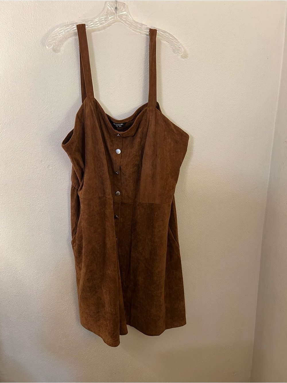 BloomChic Brown Suede Button-Front Mini Dress